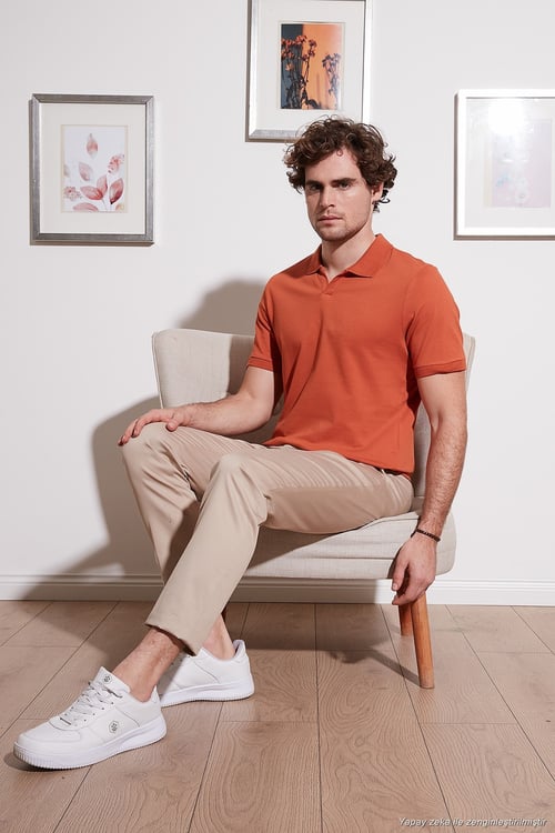 Regular Fit Pamuklu Erkek Polo Yaka T Shirt 5902141 Tarçın