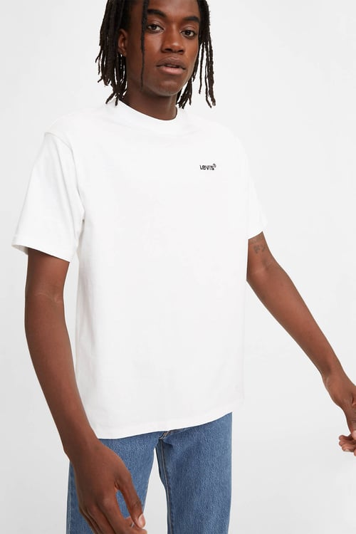 Relaxed Fit Bisiklet Yaka % 100 Pamuk Erkek T Shirt A0637-0000 BEYAZ