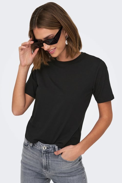 rex % 100 Pamuk Regular Fit Yuvarlak Yaka Kadın T Shirt 15344612 SİYAH