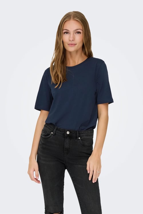 rex % 100 Pamuk Regular Fit Yuvarlak Yaka Kadın T Shirt 15344612 KOYU LACIVERT
