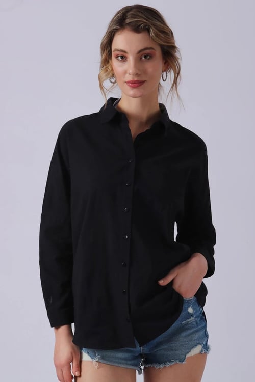 SD Luxury Oversize Bayan Gömlek 6781001 SİYAH