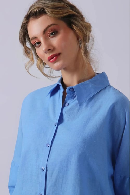 SD Luxury Oversize Kadın Gömlek 6781001 MAVİ