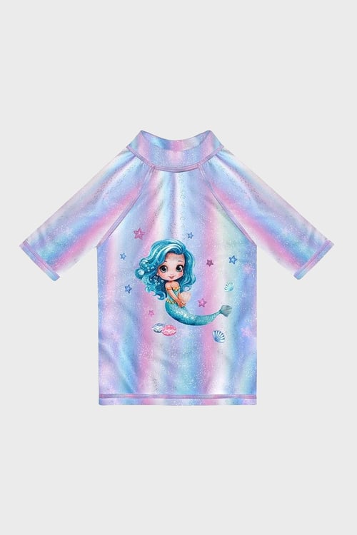 Seastar Desenli Kolay Kuruyan Uv Korumalı Kız Çocuk T Shirt ST2515000005 LİLA