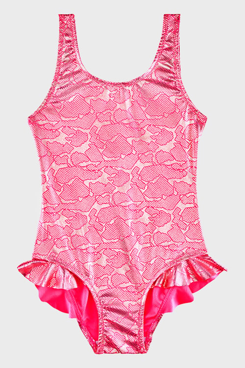 Serpina Fuchsia Junior Baskılı Kalın Askılı Hızlı Kuruyan UV Korumalı Kız Çocuk Mayo SM2614000702 FUŞYA