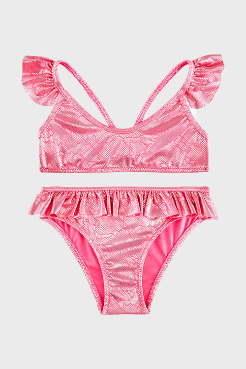 Serpina Fuchsia Junior Desenli UPF 50+ Korumalı Çabuk Kuruyan Kız Çocuk Bikini SB2614000604 FUŞYA