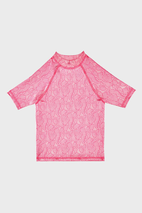 Serpina Fuchsia Junior Desenli Uv Korumalı Kısa Kollu Mayo Kız Çocuk T Shirt ST2614000003 FUŞYA