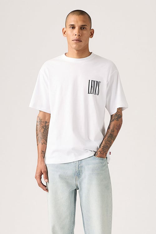Sırt Baskılı % 100 Pamuk Bisiklet Yaka Erkek T Shirt A9440-0017 BEYAZ