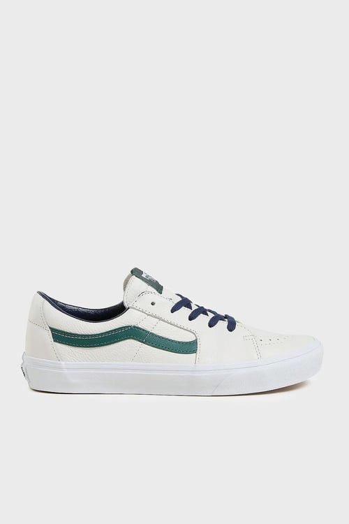 SK8-Low Deri Logolu Sneaker Unisex Ayakkabı VN0009QRWTM1 GRİ-BEYAZ