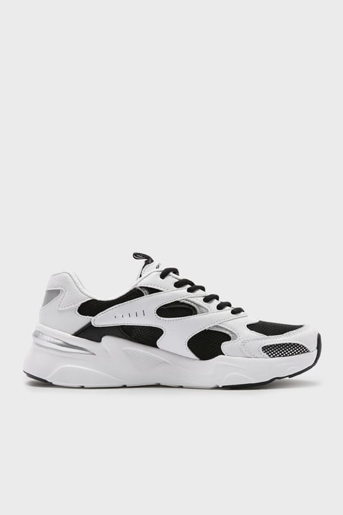 Skechers Bobs Logolu Kalın Taban Sneaker Kadın Ayakkabı 117354 BKW SİYAH-BEYAZ