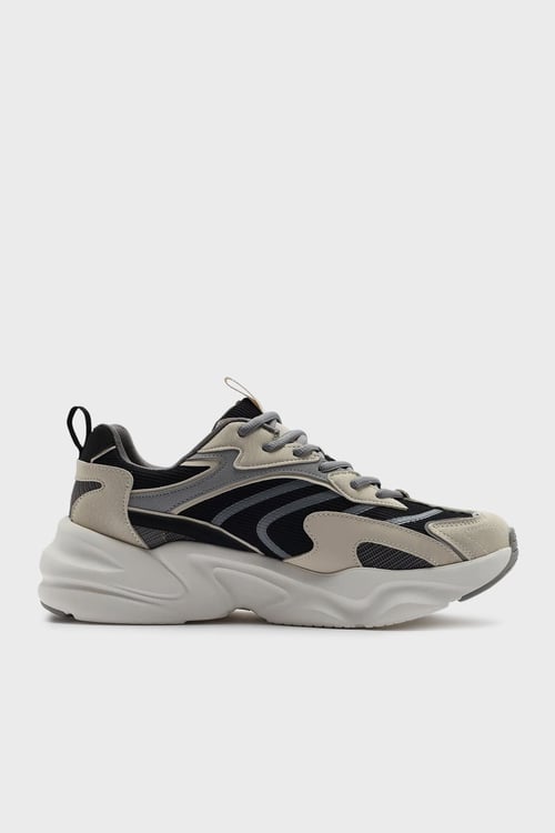 Skechers Bobs Logolu Kalın Tabanlı Sneaker Erkek Ayakkabı 118326 NTBK Naturel-Siyah