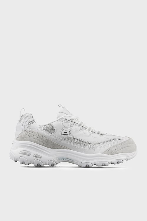 Skechers D'Lites - Glimmer Eve Deri Logolu Sneaker Kadın Ayakkabı 13155 WSL BEYAZ-GÜMÜŞ