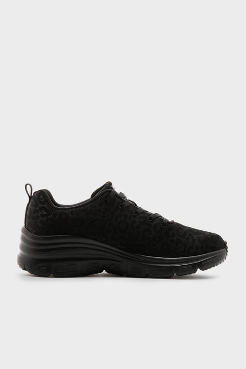 Skechers Fashion Fit Leopar Desenli Sneaker Bayan Ayakkabı 88888179 TKBBK SİYAH
