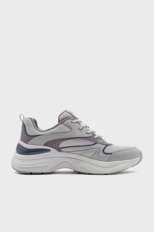 Skechers Hazel Deri Logolu Kalın Taban Sneaker Bayan Ayakkabı 177565 GYMT GRİ