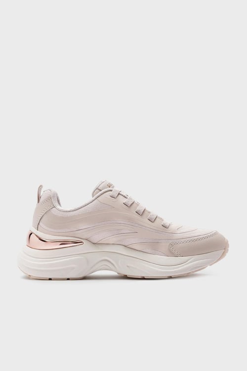 Skechers Hazel Logolu Metalik Detaylı Kalın Taban Sneaker Bayan Ayakkabı 177575 NAT Naturel-Kahverengi