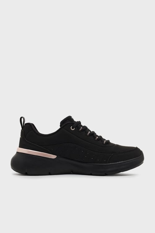 Skechers Skech-Air Dynamight 2.0 Hakiki Deri Logolu Bağcıklı Sneaker Bayan Ayakkabı 150373 TKBKRG Siyah-Pembe Altın