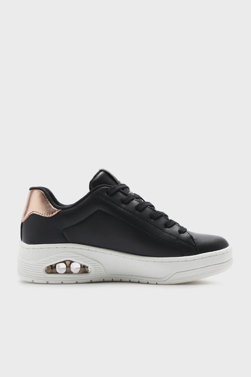 Skechers Uno Court-Courted Air Hakiki Deri Logolu Bağcıklı Sneaker Kadın Ayakkabı 177700 BLK SİYAH
