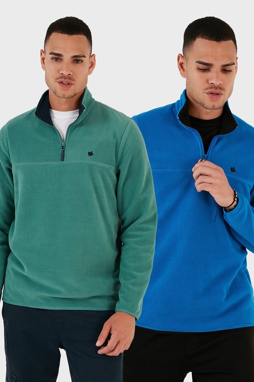 Slim Fit Anti-Pilling Tüylenme Yapmayan Şardonlu Soğuk Geçirmez  2'li Paket Erkek Polar 5906001S2 BENETTON-SAKS