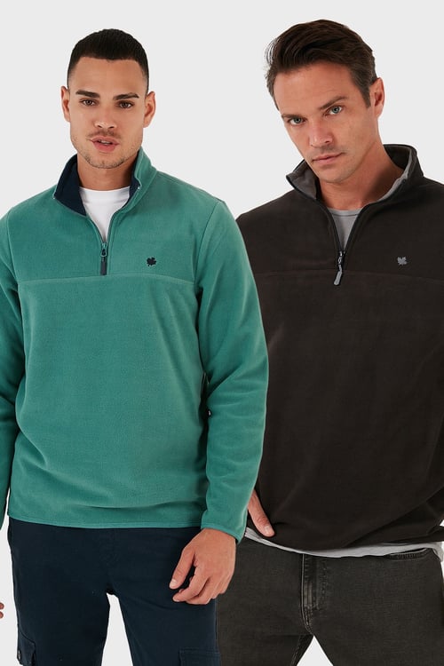 Slim Fit Anti-Pilling Tüylenme Yapmayan Şardonlu Soğuk Geçirmez  2'li Paket Erkek Polar 5906001S2 Antrasit-Benetton