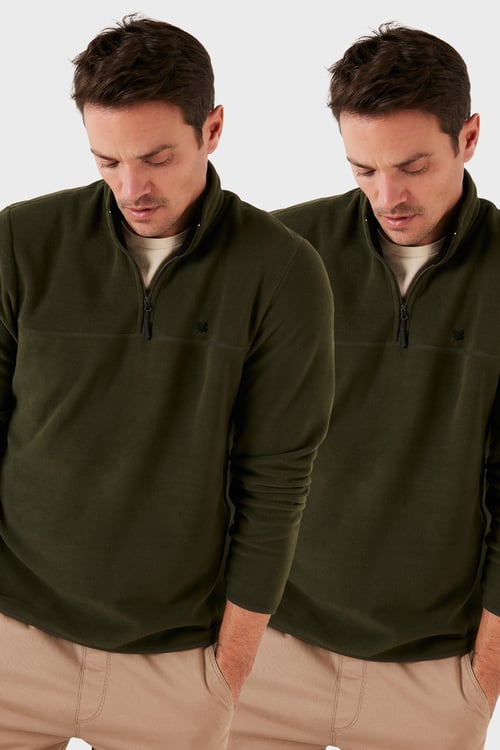Slim Fit Anti-Pilling Tüylenme Yapmayan Şardonlu Soğuk Geçirmez  2'li Paket Erkek Polar 5906001S2 Haki-Haki