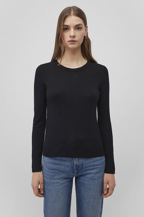 Slim Fit Bisiklet Yaka Kadın Kazak 1710510-900 SİYAH