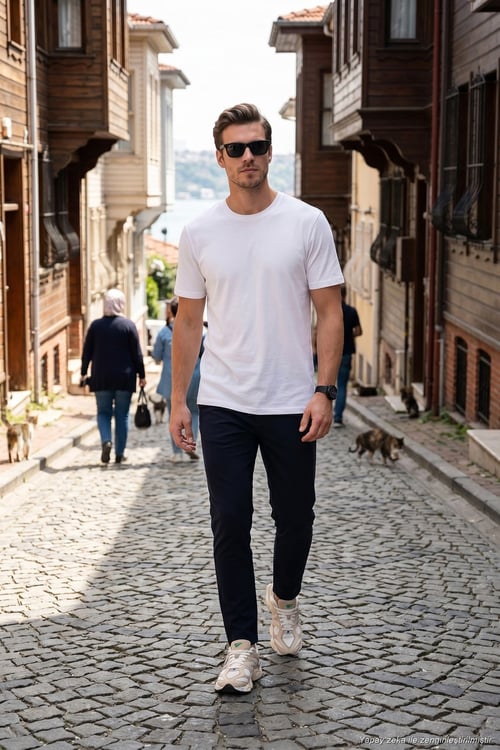 Slim Fit Dar Paça Bağlamalı Erkek Pantolon 6843657 LACİVERT