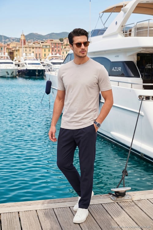 Slim Fit Normal Bel Boru Paça Denim Pantolon Erkek Kot Pantolon 5545C82MILANO LACİVERT