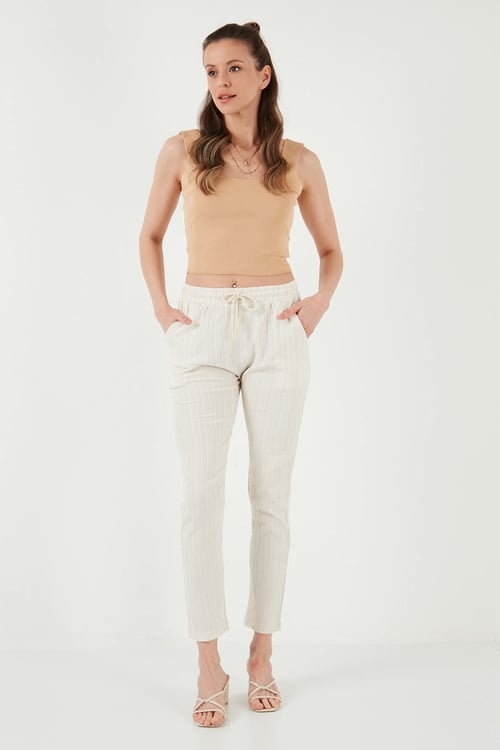 Slim Fit Normal Bel Cepli Kadın Pantolon 5865297 TAŞ