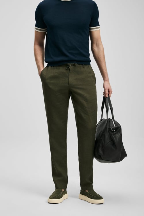 Slim Fit Normal Bel Keten Chino Erkek Pantolon 111190363 YEŞİL