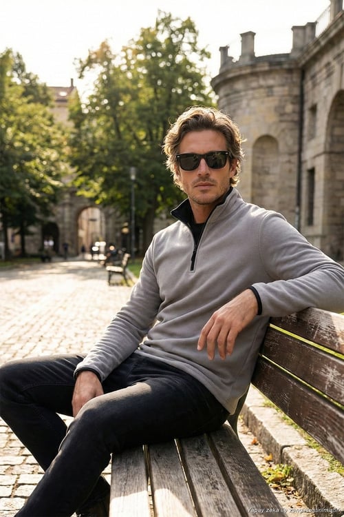 Slim Fit Yarım Fermuarlı Dik Yaka Soğuk Geçirmez Erkek Polar 5906003 GRİ