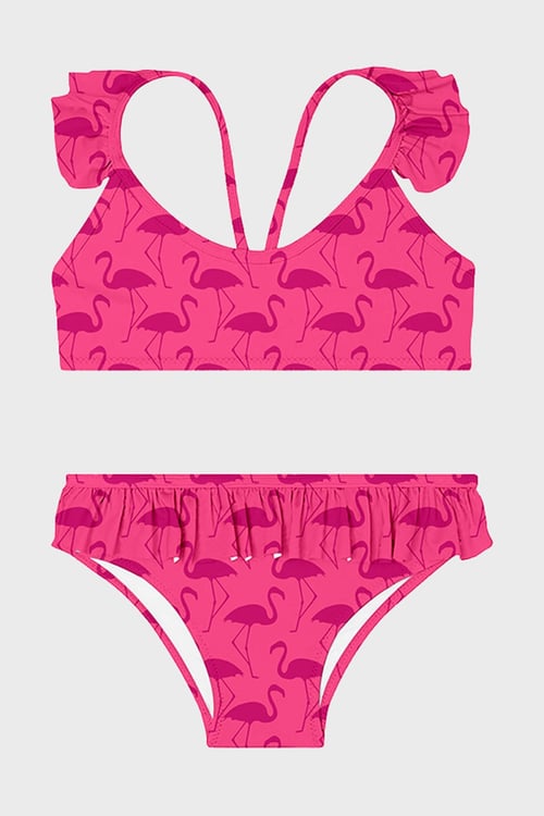 Slipstop Almina Junior Desenli UPF 50+ Korumalı Çabuk Kuruyan Kız Çocuk Bikini SB2611000107 FUŞYA