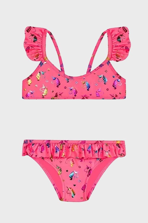 Slipstop Liz Desenli UPF 50+ Korumalı Çabuk Kuruyan Kız Çocuk Bikini SB2514000110 FUŞYA