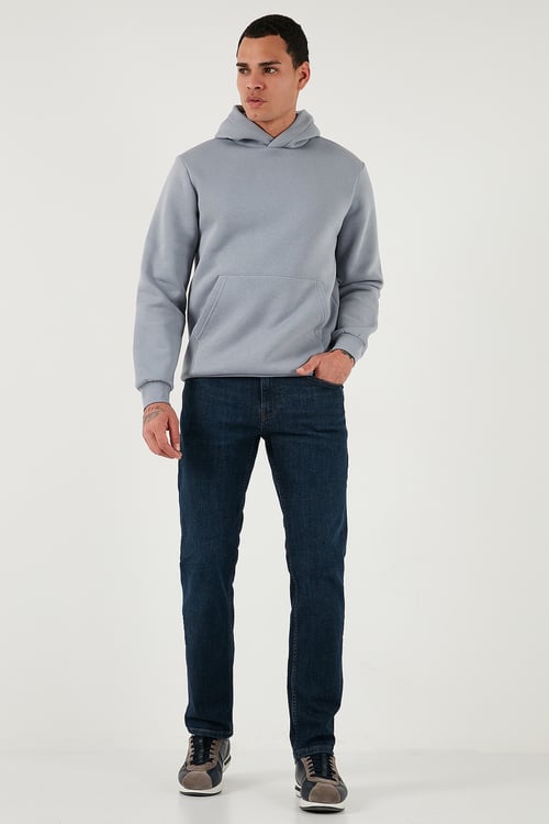 Streç Pamuklu Comfort Fit Yüksek Bel Boru Paça Jeans Erkek Kot Pantolon 4413C41TEXAS LACİVERT