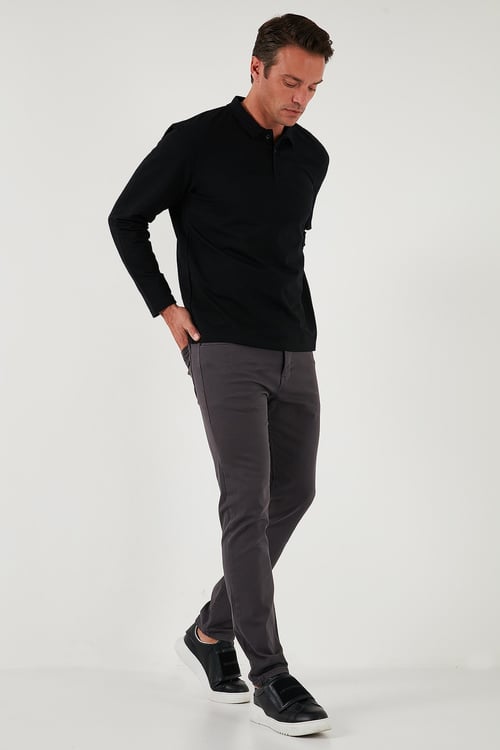 Streç Pamuklu Regular Fit Normal Bel Düz Paça Erkek Pantolon 674002 FÜME