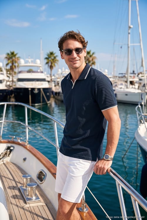 Streç Pamuklu Regular Fit Şerit Detaylı Erkek Polo Yaka T Shirt 5902768 İNDİGO