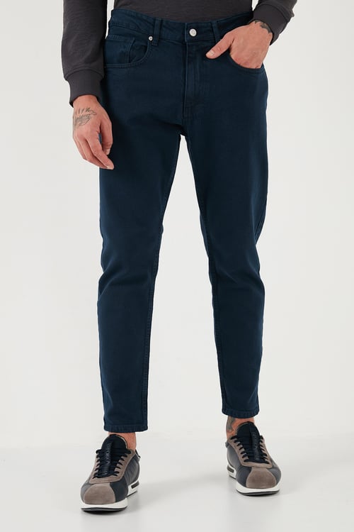 Streç Pamuklu Slim Fit Normal Bel Boru Paça Jeans Erkek Kot Pantolon 15900S31MILANO LACİVERT