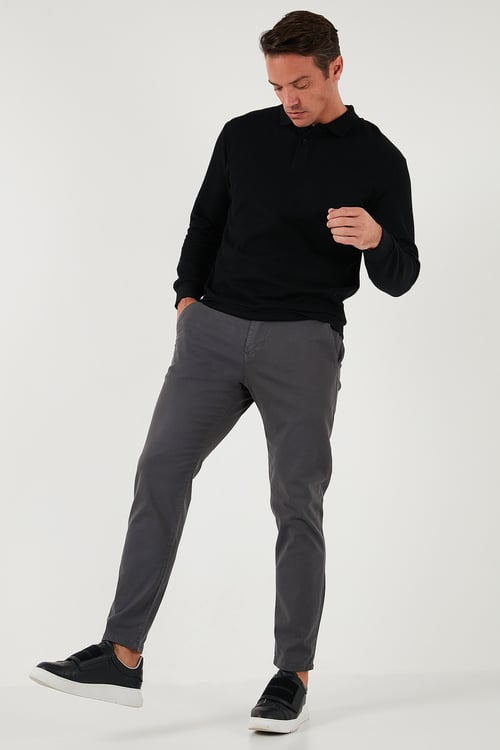 Streç Pamuklu Slim Fit Normal Bel Boru Paça Erkek Pantolon 674003 ANTRASİT
