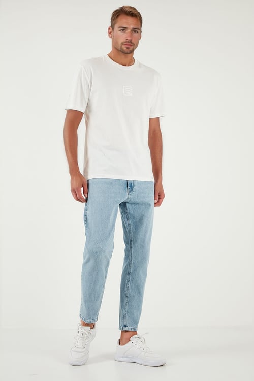 Streç Pamuklu Slim Fit Normal Bel Boru Paça Jeans Erkek Kot Pantolon 5900S601MILANO AÇIK MAVİ