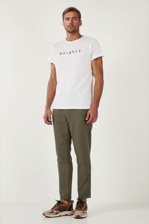 Streç Regular Fit Normal Bel Düz Paça Jogger Erkek Pantolon CF25617953 HAKİ