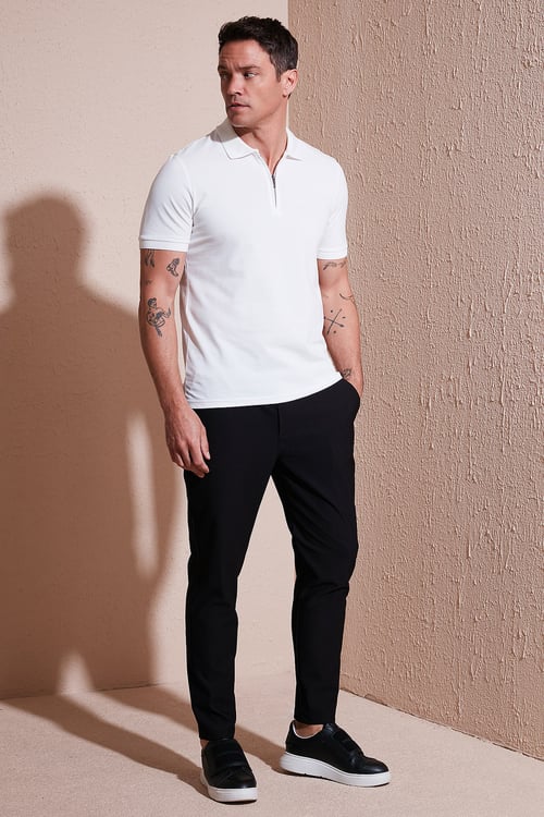 Streç Regular Fit Normal Bel Düz Paça Jogger Erkek Pantolon CF25617953 SİYAH