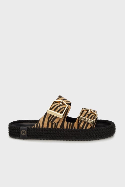 Sydney Logolu Zebra Desenli Çift Bantlı Tokalı Kadın Terlik SYD20-ZEB ZEBRA