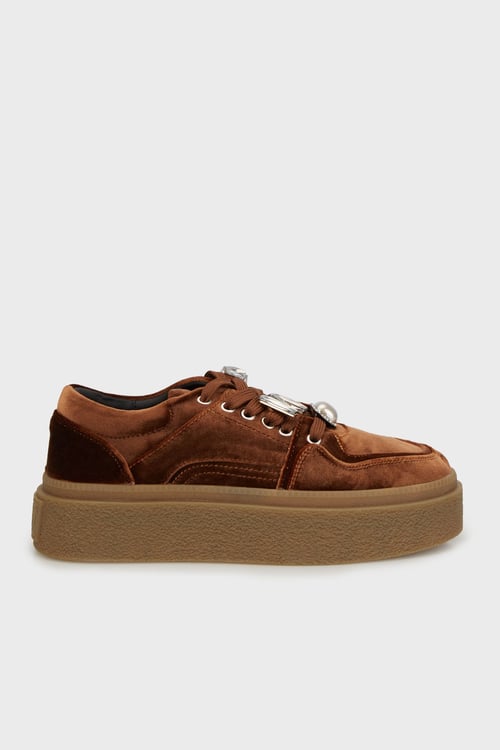 Taş Detaylı Süet Sneaker Kadın Ayakkabı 38925K475 KAHVE