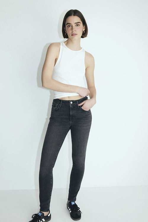 Tess Pamuklu Skinny Fit Normal Bel Dar Paça Jeans Kadın Kot Pantolon 100328-86444 ANTRASİT
