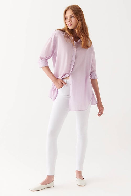 Tess Yüksek Bel Skinny Fit Dar Paça Jeans Kadın Kot Pantolon 100328-81360 BEYAZ