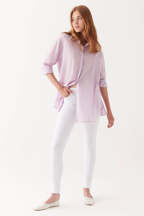 Tess Yüksek Bel Skinny Fit Dar Paça Jeans Kadın Kot Pantolon 100328-81360 BEYAZ
