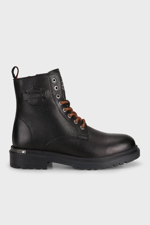 Thar Logolu Bağcıklı ve Fermuarlı Erkek Bot 021M100552 CTN Black Baskılı Deri