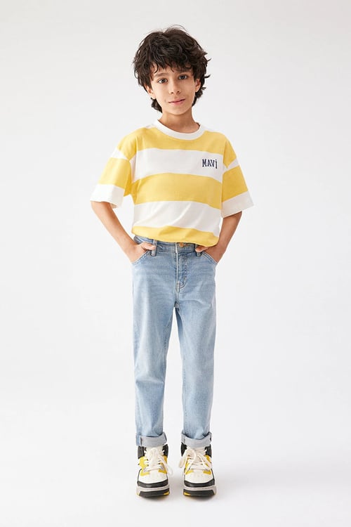 Tom Pamuklu Slim Straight Normal Bel Düz Paça Jeans Erkek Çocuk Kot Pantolon 6010684479 AÇIK MAVİ