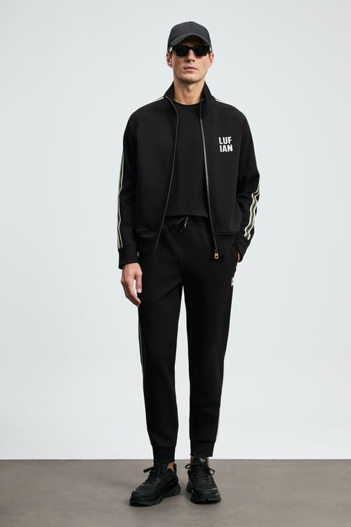 Travis Pamuklu Regular Fit Logolu Şerit Detaylı Erkek Eşofman Altı 112050086 SİYAH