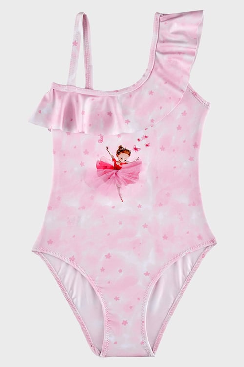 Tutu Baskılı Fırfır Detaylı Uv Korumalı Kız Çocuk Mayo SM2616000103 PEMBE