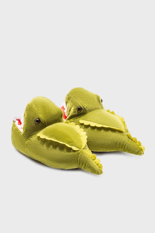 Tw Dinos 2 Sessiz Taban Hayvanlı Erkek Çocuk Panduf EE0570 YEŞİL
