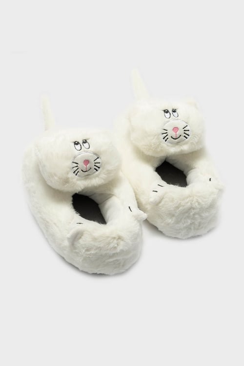 Tw Gatto Sessiz Taban Animal Kadın Panduf CC0588 BEYAZ